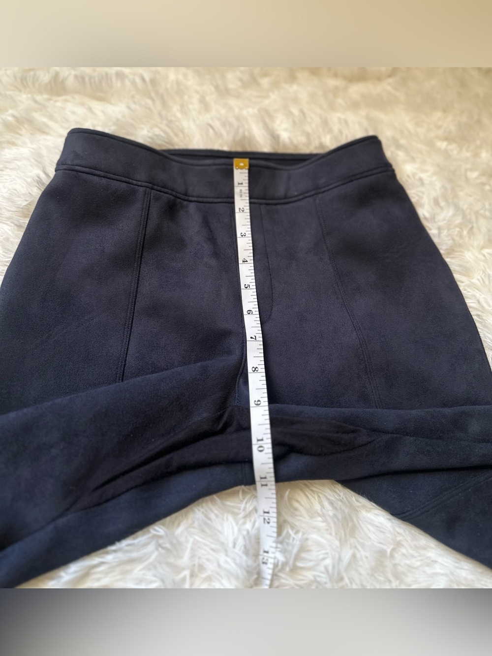 Spanx Faux Suede Flare Pants Navy Small High Rise Y2K Pull On Woman - Picture 5 of 9